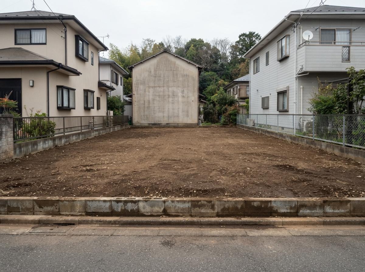 古い家を取り壊した後の、住宅街の中の更地のイメージ