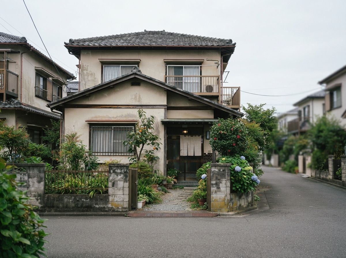 住宅街に建つ瓦屋根の2階建ての古い一軒家。兄弟で共有している実家のイメージ